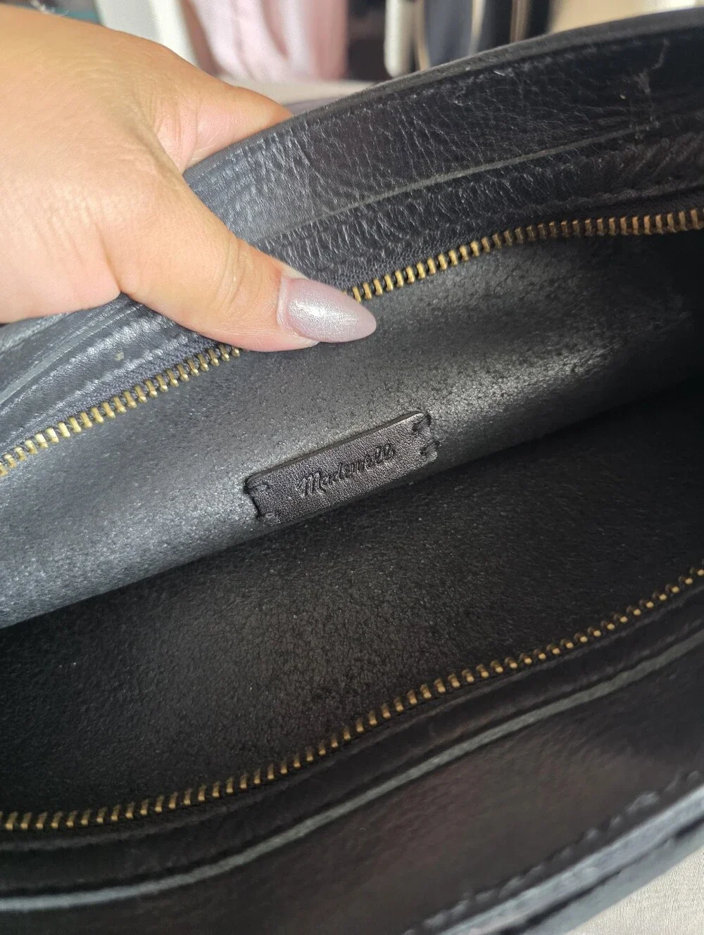 Madewell Black Leather Crossbody Saddle Bag